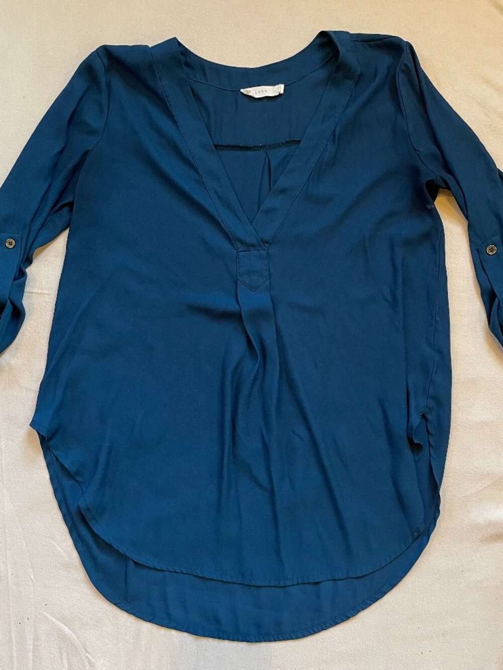 Lush Teal Blue V-Neck Blouse M